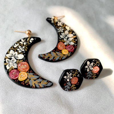 Fall Nights Polymer Clay Earrings LunaVerde Design