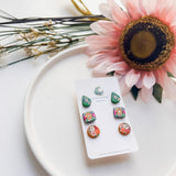 Lantana, Blooming Harvest and Greenery Stud Pack | Polymer Clay Earrings